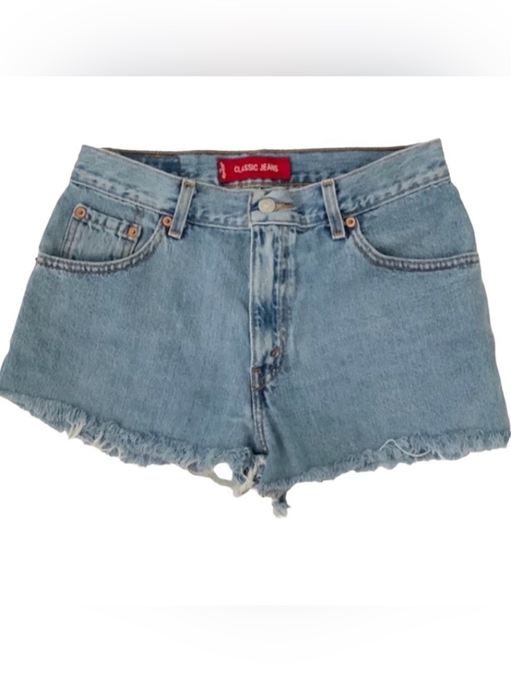LEVI'S WOMENS CUTOFF DENIM SHORTS HIGH RISE RAW HEM CLASSIC FIT SIZE 8